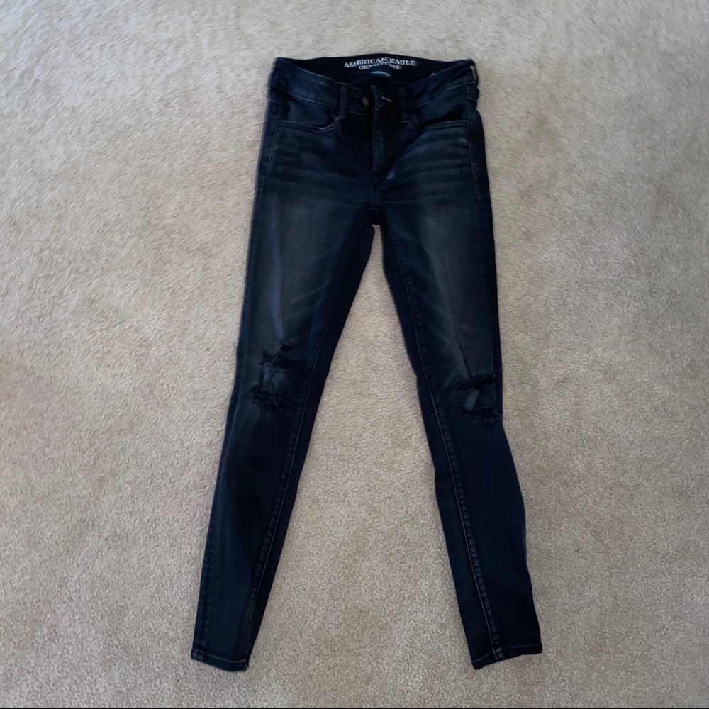 American Eagle Distressed Black Jeggings